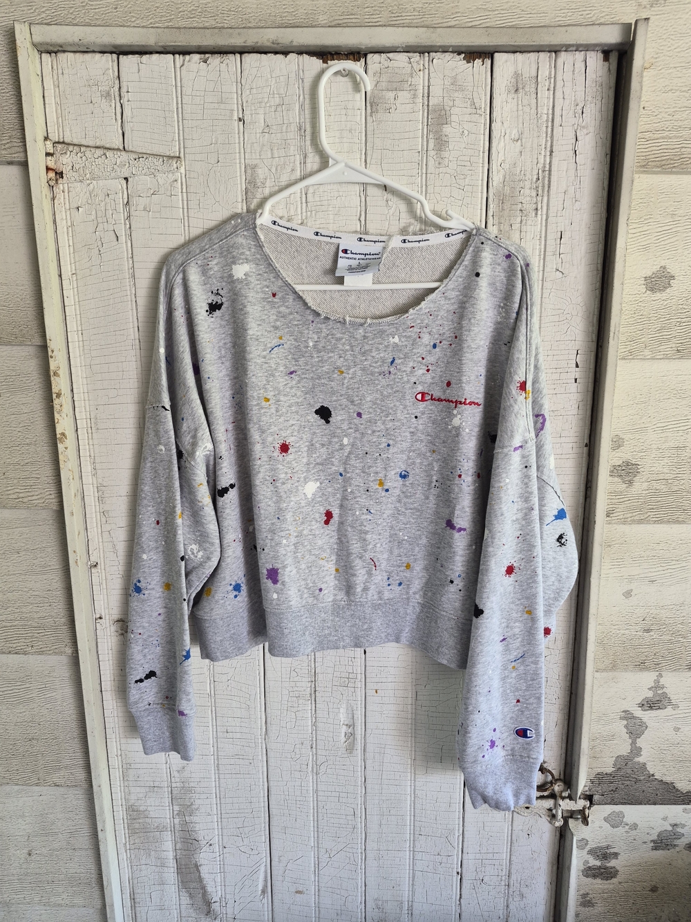 Champion Gray Paint-Splatter Sweatshirt